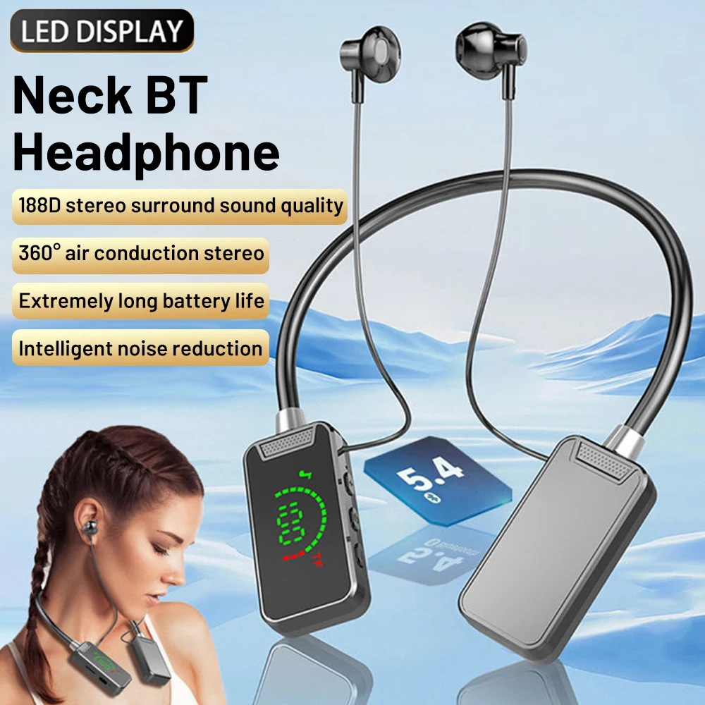 Беспроводные наушники Bluetooth 5.4 со светодиодным дисплеем, Hi-Fi звуковые наушники, спортивные наушники, геймерские гарнитуры с шейным ремешком
Беспроводные наушники Bluetooth 5.4 со светодиодным дисплеем, Hi-Fi звуковые наушники, спортивные наушники, геймерские гарнитуры с шейным ремешком