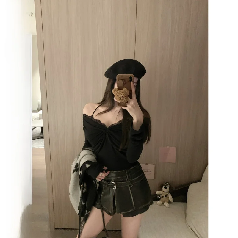 Сексуальный трикотажный топ Pure Desire с одним открытым плечом, плиссированный, с длинным рукавом, на бретельках, для повседневной носки, облегающий
Сексуальный трикотажный топ Pure Desire с одним открытым плечом, плиссированный, с длинным рукавом, на бретельках, для повседневной носки, облегающий