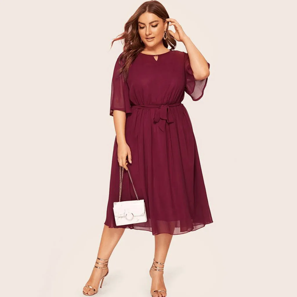 Women's Chiffon Dresses Casual Solid Colour Round Neck Half Sleeve Dresses Loose Large Size Fashion Waisted Bow Tie Dresses
Women's Chiffon Dresses Casual Solid Colour Round Neck Half Sleeve Dresses Loose Large Size Fashion Waisted Bow Tie Dresses