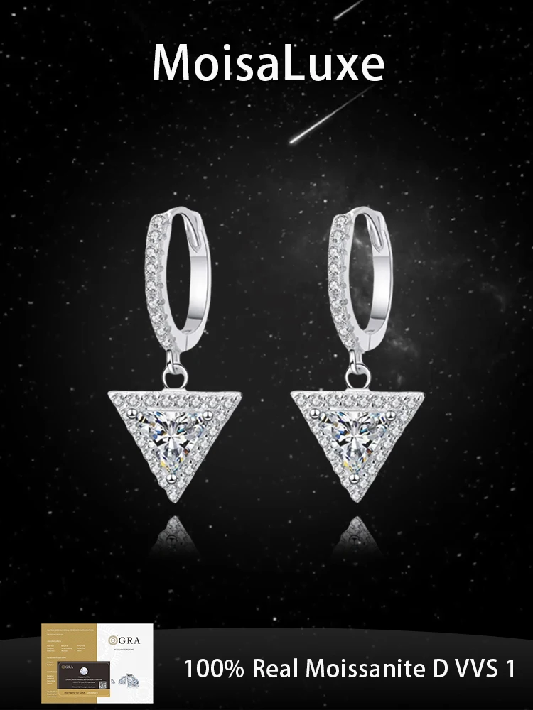 Магазин MoisaLuxe, официальные серьги GRA Moissanite Plata, треугольные, из чистого серебра 925, модные ювелирные серьги, предназначенные для ношения женщин
Магазин MoisaLuxe, официальные серьги GRA Moissanite Plata, треугольные, из чистого серебра 925, модные ювелирные серьги, предназначенные для ношения женщин