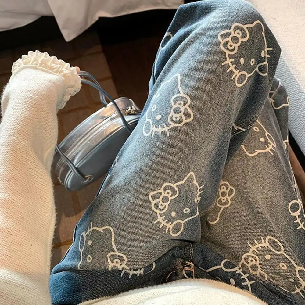 Y2K Hello Kitty Women Jeans Sanrio Cartoon Loose Anime Wide Leg Pants Cute American Retro Straight Leg Pants Sweet Girls Gift
Y2K Hello Kitty Women Jeans Sanrio Cartoon Loose Anime Wide Leg Pants Cute American Retro Straight Leg Pants Sweet Girls Gift