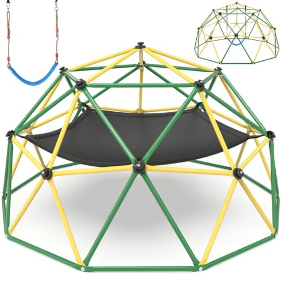 Backyard climbing dome for kids, steel frame with green mesh, 10FT jungle gym with hammock swing, upgraded 2025 indoor outdoor
Backyard climbing dome for kids, steel frame with green mesh, 10FT jungle gym with hammock swing, upgraded 2025 indoor outdoor