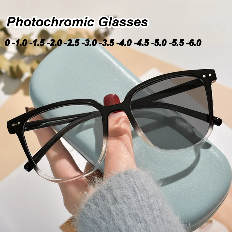 Gradient Square Frame Myopia Glasses Anti Blue Light Photochromic Near Sight Eyeglasses Finished Optical Eyewear Diopter To -6.0
Gradient Square Frame Myopia Glasses Anti Blue Light Photochromic Near Sight Eyeglasses Finished Optical Eyewear Diopter To -6.0