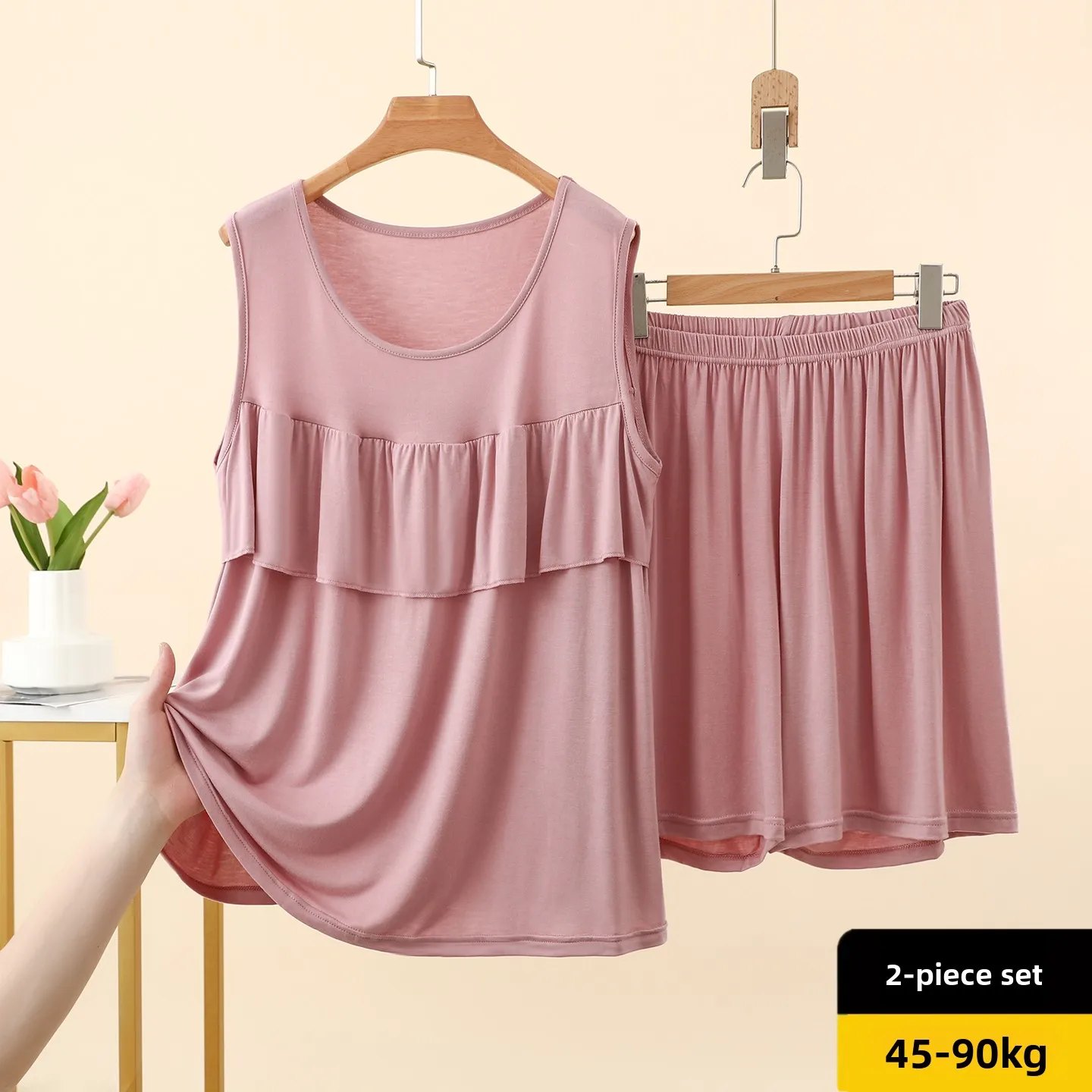Women's Modal Sleepwear Set Loose Fit Summer Casual Outfit Short Sleeve round Neck Pants Home Clothes Can Be Worn outside
Women's Modal Sleepwear Set Loose Fit Summer Casual Outfit Short Sleeve round Neck Pants Home Clothes Can Be Worn outside