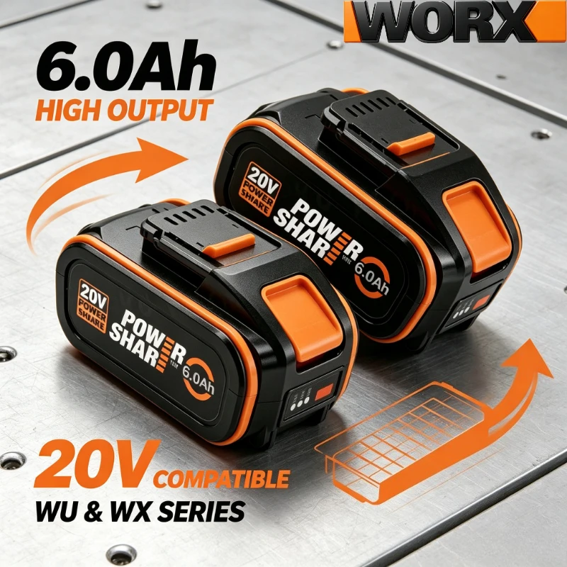 WORX 20V Series Orange PowerShare Battery 8.0Ah Stable Discharge Lithium Pack Fit WX390 WA3641 Construction Power Tools
WORX 20V Series Orange PowerShare Battery 8.0Ah Stable Discharge Lithium Pack Fit WX390 WA3641 Construction Power Tools