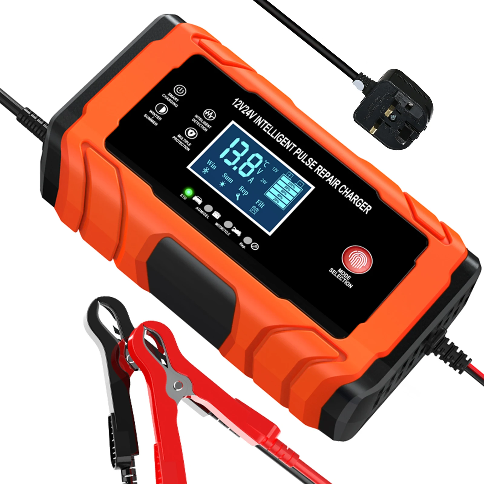 Car Battery Charger, 12V and 24V Intelligent Battery Charger Automotive Battery Maintainer Trickle Charger with Temperature
Car Battery Charger, 12V and 24V Intelligent Battery Charger Automotive Battery Maintainer Trickle Charger with Temperature