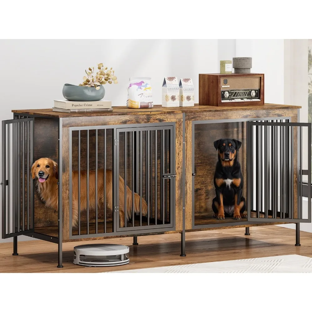 78 Inch Dog Crate Furniture for 2 Dogs,Extra Large Double Dog Kennel Furniture with Removable Divider, XXL Thick Wooden Dog
78 Inch Dog Crate Furniture for 2 Dogs,Extra Large Double Dog Kennel Furniture with Removable Divider, XXL Thick Wooden Dog