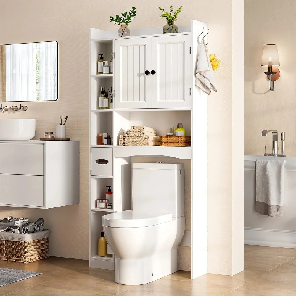 Over Toilet Storage Cabinet, 66" High Bathroom Storage Organizer with Adjustable Shelves and Doors
Over Toilet Storage Cabinet, 66" High Bathroom Storage Organizer with Adjustable Shelves and Doors
