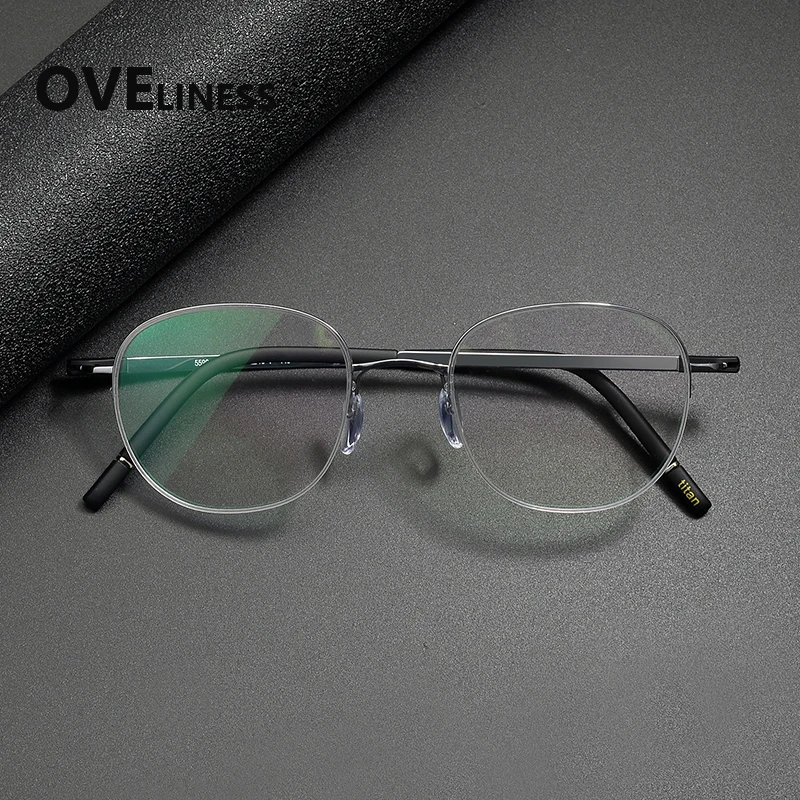 Pure Titanium Eyeglasses Frames men Women Luxury Brand Design Retro Round half Eyeglasses Vintage Ultralight Japanese Eyewear
Pure Titanium Eyeglasses Frames men Women Luxury Brand Design Retro Round half Eyeglasses Vintage Ultralight Japanese Eyewear
