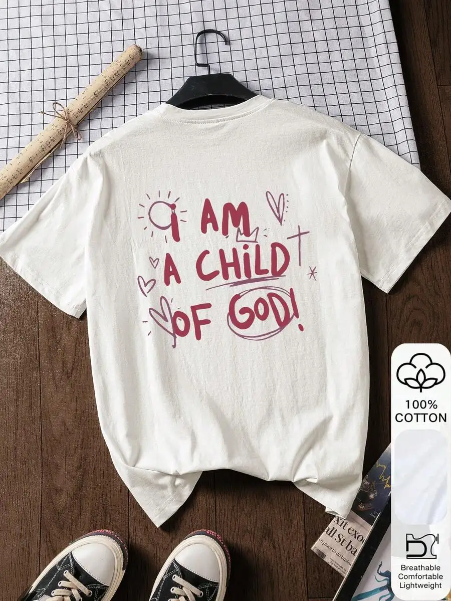 I Am A Child Of God Graphic Print 100% Cotton Short Sleeve T-Shirt Casual Summer Top
I Am A Child Of God Graphic Print 100% Cotton Short Sleeve T-Shirt Casual Summer Top