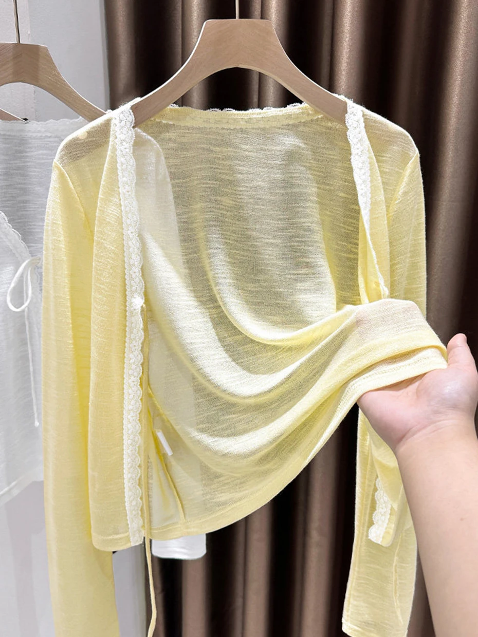 Yellow Dopamine Ice Silk Knitted Sun Protection Cardigan Women's Summer Jazz Dance Outer Shawl Lace Trim Thin Cover up
Yellow Dopamine Ice Silk Knitted Sun Protection Cardigan Women's Summer Jazz Dance Outer Shawl Lace Trim Thin Cover up