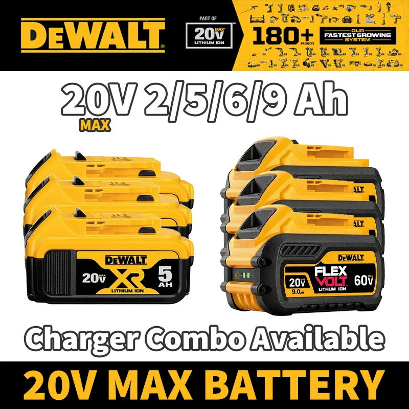 Genuine DeWALT 20V 5.0Ah High Power Tool Battery 60V 9.0Ah FlexVolt Battery Charger Set XR Li-Ion DCB205,DCB206,DCB202,DCB609
Genuine DeWALT 20V 5.0Ah High Power Tool Battery 60V 9.0Ah FlexVolt Battery Charger Set XR Li-Ion DCB205,DCB206,DCB202,DCB609
