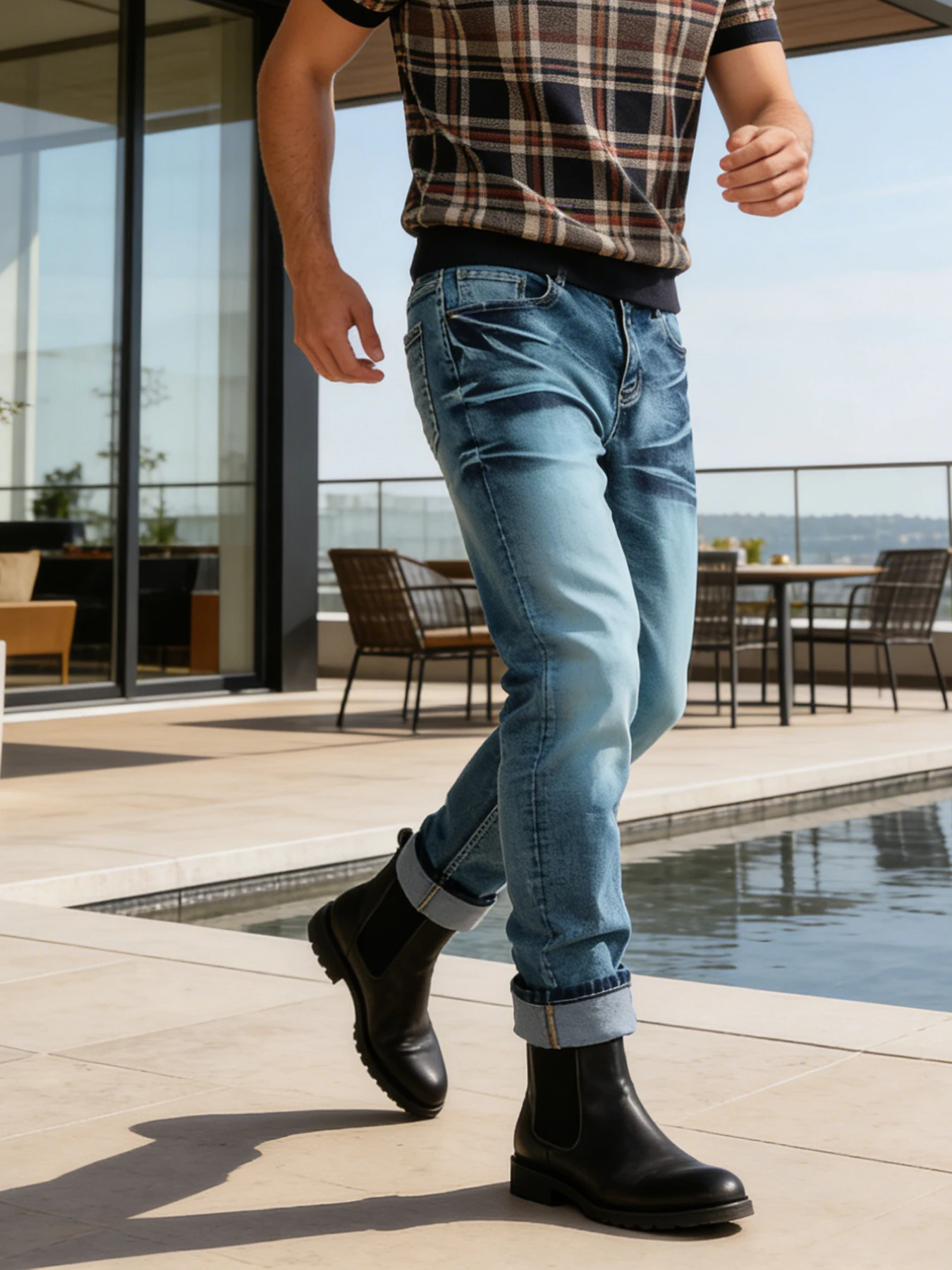 Retro personality lake blue jeans for men, slim fit, stretchy, high street, trendy, versatile, comfortable, casual long pants
Retro personality lake blue jeans for men, slim fit, stretchy, high street, trendy, versatile, comfortable, casual long pants