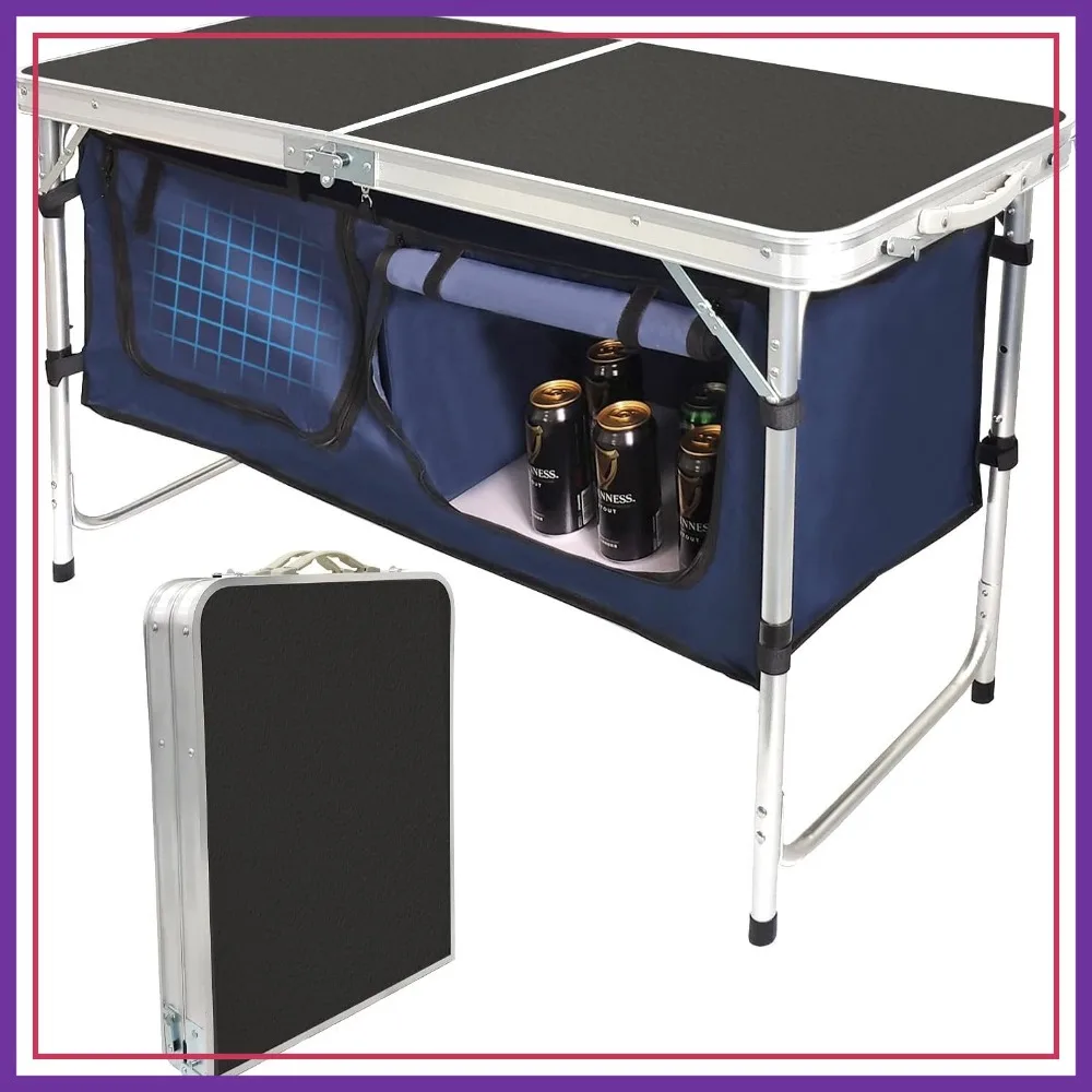 Folding Camping Table with Storage, Aluminum, Height Adjustable, Indoor/Outdoor, Black
Folding Camping Table with Storage, Aluminum, Height Adjustable, Indoor/Outdoor, Black
