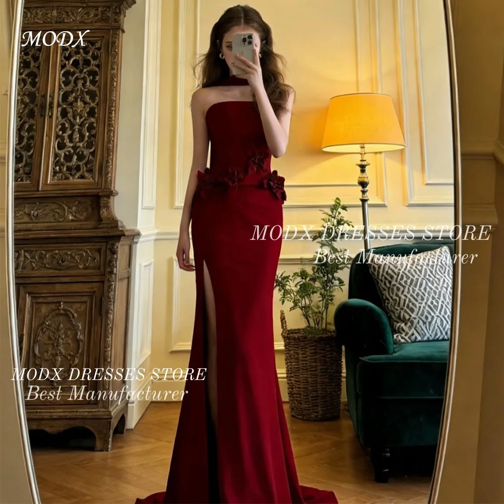 MODX Chic Burgundy High Slit Mermaid Arabic Evening Dresses Customized Sleeveless Women Party Dress Formal Celebrity Gowns
MODX Chic Burgundy High Slit Mermaid Arabic Evening Dresses Customized Sleeveless Women Party Dress Formal Celebrity Gowns