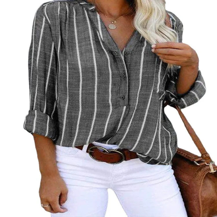 Elegant Women Striped Printed Blouse 2026 Spring Summer Casual Turn-down Collar Top Long Sleeve Office Slim Fit Pocket Shirt
Elegant Women Striped Printed Blouse 2026 Spring Summer Casual Turn-down Collar Top Long Sleeve Office Slim Fit Pocket Shirt