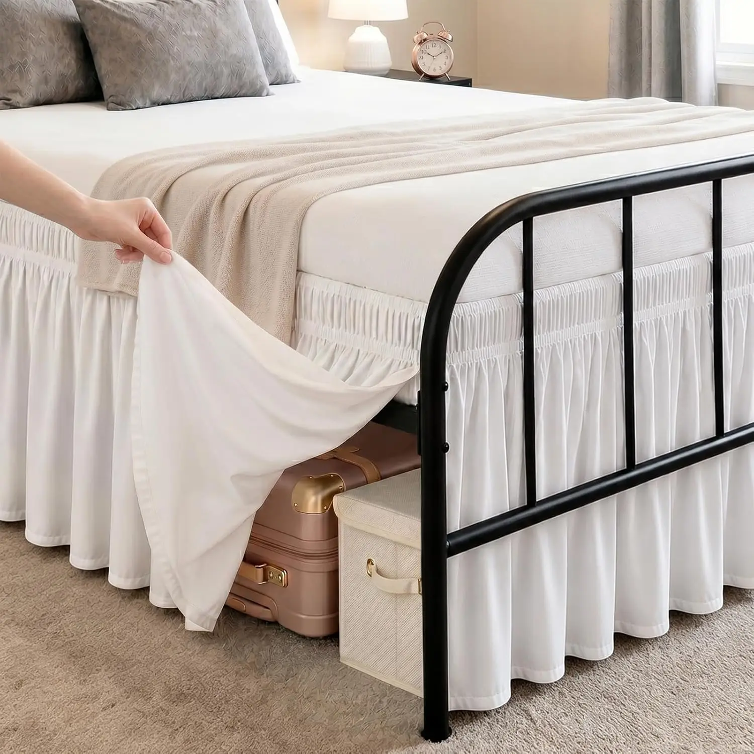 Full Size Wrap Around Bed Skirt with Split Corners - 15" Drop, Elastic Dust Ruffle, Machine Washable
Full Size Wrap Around Bed Skirt with Split Corners - 15" Drop, Elastic Dust Ruffle, Machine Washable