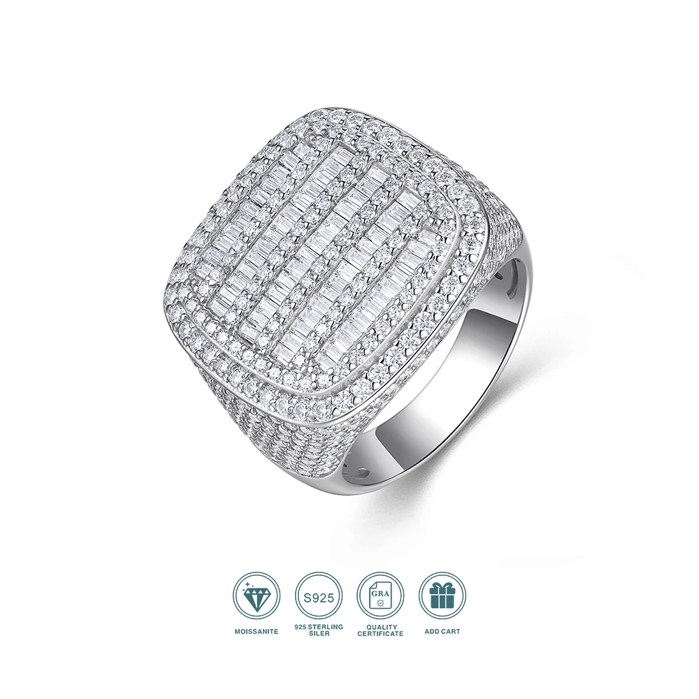JIUZUAN Moissanite Ring 925 sterling silver 18K gold plated Elegant pave design Suitable for men GRA certificate included.
JIUZUAN Moissanite Ring 925 sterling silver 18K gold plated Elegant pave design Suitable for men GRA certificate included.