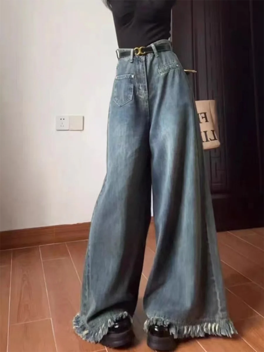 Большие размеры, американские широкие джинсы с высокой талией, женские весенне-осенние свободные брюки длиной до пола
Большие размеры, американские широкие джинсы с высокой талией, женские весенне-осенние свободные брюки длиной до пола