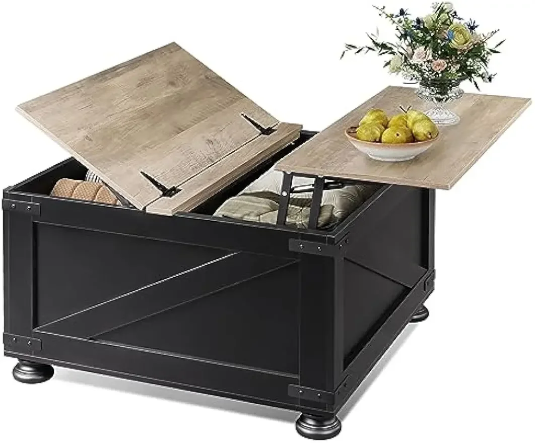 Farmhouse Lift Top Coffee Table, 31.5" Square Center Table with Hidden Storage Compartment for Living Room, Bedroom, Black
Farmhouse Lift Top Coffee Table, 31.5" Square Center Table with Hidden Storage Compartment for Living Room, Bedroom, Black
