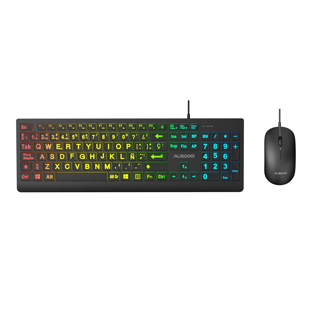 AUSDOM KAM100 Wired Spanish Keyboard Mouse Set With Ñ Key, Backlit Rgb Spanish Layout For Tablet Pc Laptop,Spanish Keyboard
AUSDOM KAM100 Wired Spanish Keyboard Mouse Set With Ñ Key, Backlit Rgb Spanish Layout For Tablet Pc Laptop,Spanish Keyboard