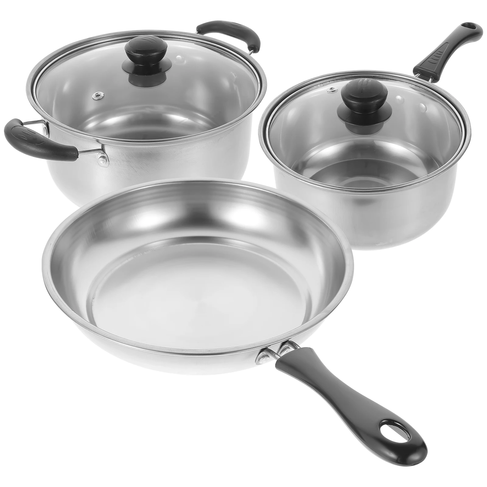 1 set 3 Piece Stainless Steel Cookware Set 430 Soup Pot Milk Pan Frying Pan Daily Use Stockpot Kitchen Saucepan Hardwear
1 set 3 Piece Stainless Steel Cookware Set 430 Soup Pot Milk Pan Frying Pan Daily Use Stockpot Kitchen Saucepan Hardwear