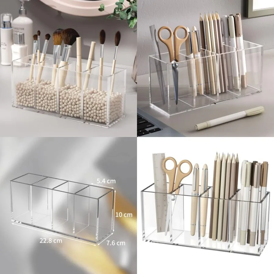 Acrylic Pen Holder 4 Compartments, Pencil Organizer Cup for Countertop Desk Accessory Storage
Acrylic Pen Holder 4 Compartments, Pencil Organizer Cup for Countertop Desk Accessory Storage