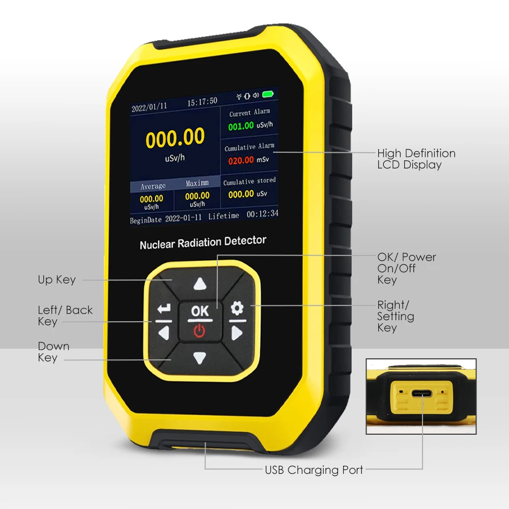 Высококачественный радиоактивный монитор Beta Gamma, рентгеновские переключаемые блоки, перезаряжаемый счетчик Гейгера, ядерное излучение, домашнее использование
Высококачественный радиоактивный монитор Beta Gamma, рентгеновские переключаемые блоки, перезаряжаемый счетчик Гейгера, ядерное излучение, домашнее использование