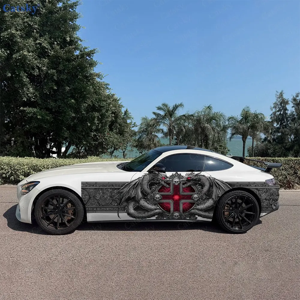 2pcs Twin Dragons Cross Skull Car Side Wraps, Self-Adhesive PVC Waterproof & Scratch-Resistant Stickers, Car Accessory Gift
2pcs Twin Dragons Cross Skull Car Side Wraps, Self-Adhesive PVC Waterproof & Scratch-Resistant Stickers, Car Accessory Gift