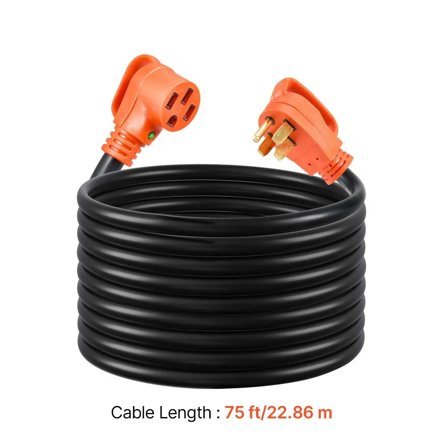 75 FT RV Extension Cord 50 Amp 125V/250V 7500W Heavy Duty STW 6/3 + 8/1 Gauge Wire NEMA 14-50P Male NEMA 14-50R Female Plug wit
75 FT RV Extension Cord 50 Amp 125V/250V 7500W Heavy Duty STW 6/3 + 8/1 Gauge Wire NEMA 14-50P Male NEMA 14-50R Female Plug wit
