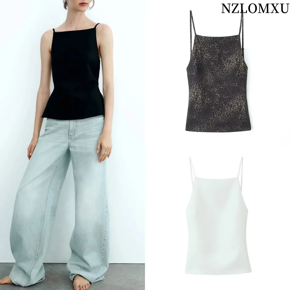 2025 Female Sexy Backless Sleeveless Solid Vest + Leopard Slash Neck Y2K Versatile Cropped Tops Vintage Fashion Slim Camis
2025 Female Sexy Backless Sleeveless Solid Vest + Leopard Slash Neck Y2K Versatile Cropped Tops Vintage Fashion Slim Camis