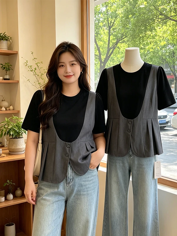 plus Size Patchwork Short Sleeve T-Shirt Women's Summer New Style Slimming Loose Top High Waist Korean Version Breathable Ski...
plus Size Patchwork Short Sleeve T-Shirt Women's Summer New Style Slimming Loose Top High Waist Korean Version Breathable Ski...