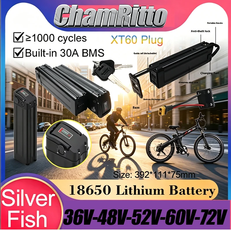 Аккумулятор для электровелосипеда 48В, 52В SilverFish, 60В 20Ач, 30Ач, 40Ач, 50Ач, 60Ач, 72В Bafang 1000Вт, 2000Вт, 36В литиевая батарея
Аккумулятор для электровелосипеда 48В, 52В SilverFish, 60В 20Ач, 30Ач, 40Ач, 50Ач, 60Ач, 72В Bafang 1000Вт, 2000Вт, 36В литиевая батарея