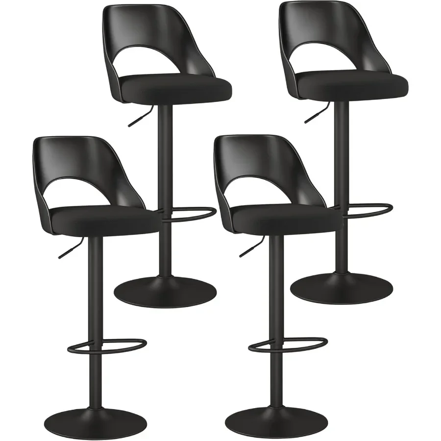 Barstools Set of 4 Height Adjustable Swivel Counter Bar Stool with Hollowed-Out PP Back Upholstered Chair with Black Metal Base
Barstools Set of 4 Height Adjustable Swivel Counter Bar Stool with Hollowed-Out PP Back Upholstered Chair with Black Metal Base