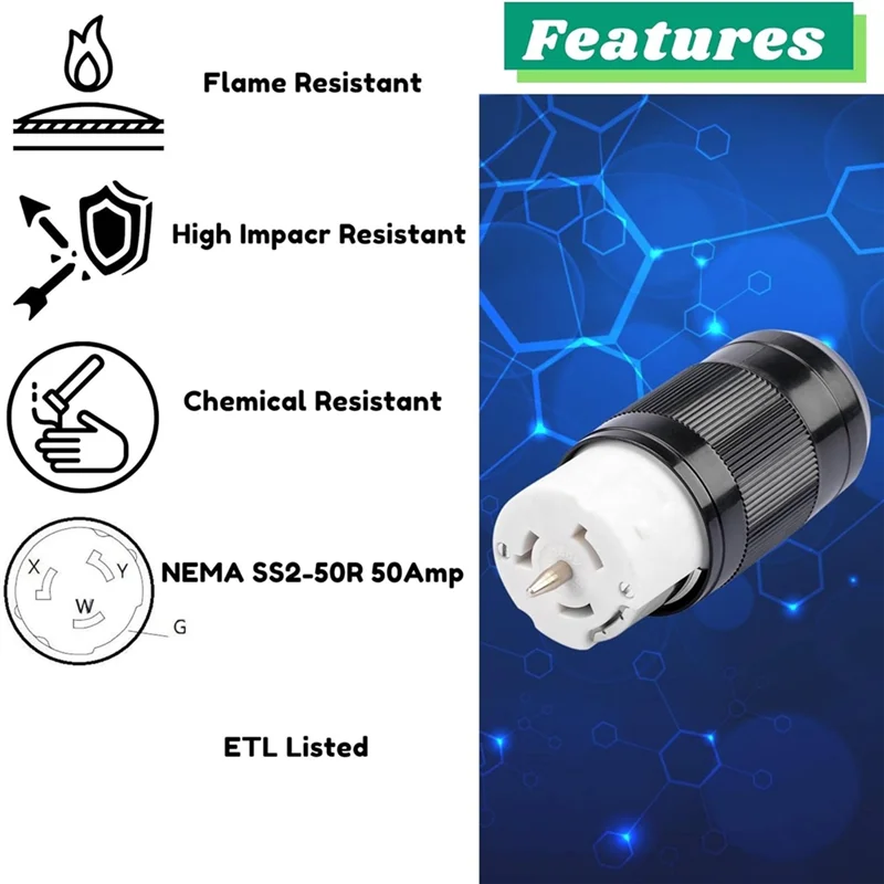 【Superdeals】50AMP Twist Lock Plug Female With Protective Cover, 50 AMP Generator Connector, 125V/250V Generator Plug
【Superdeals】50AMP Twist Lock Plug Female With Protective Cover, 50 AMP Generator Connector, 125V/250V Generator Plug