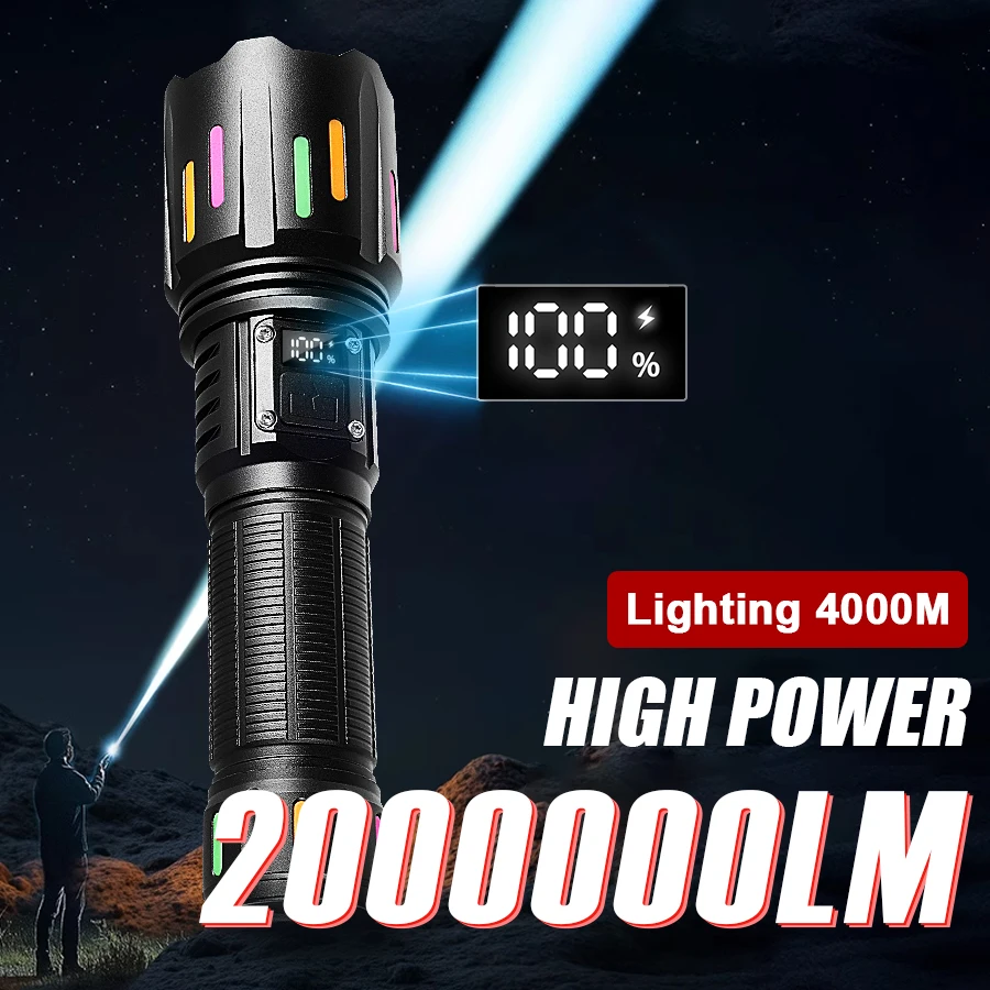 Светодиодный фонарик высокой мощности 2000000 LM Тактический Фонарь USB Перезаряжаемая Лампа Кемпинг Рыбалка Фонарики Водонепроницаемый Фонарик
Светодиодный фонарик высокой мощности 2000000 LM Тактический Фонарь USB Перезаряжаемая Лампа Кемпинг Рыбалка Фонарики Водонепроницаемый Фонарик