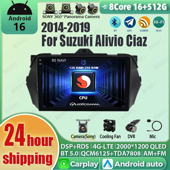 Android 16 Carplay Auto Qualcomm 2K QLED Screen Car Radio Player For Suzuki Ciaz 2014-2018 GPS Multimedia Stereo 4G WIFI BT DSP
Android 16 Carplay Auto Qualcomm 2K QLED Screen Car Radio Player For Suzuki Ciaz 2014-2018 GPS Multimedia Stereo 4G WIFI BT DSP