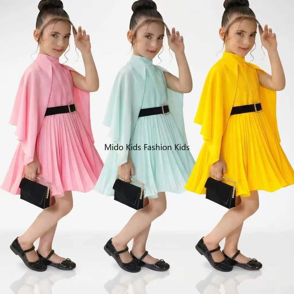 26-year-old new girl's solid-color cape-style sleeve dress + pleated skirt with belt set for 2-7Y
26-year-old new girl's solid-color cape-style sleeve dress + pleated skirt with belt set for 2-7Y