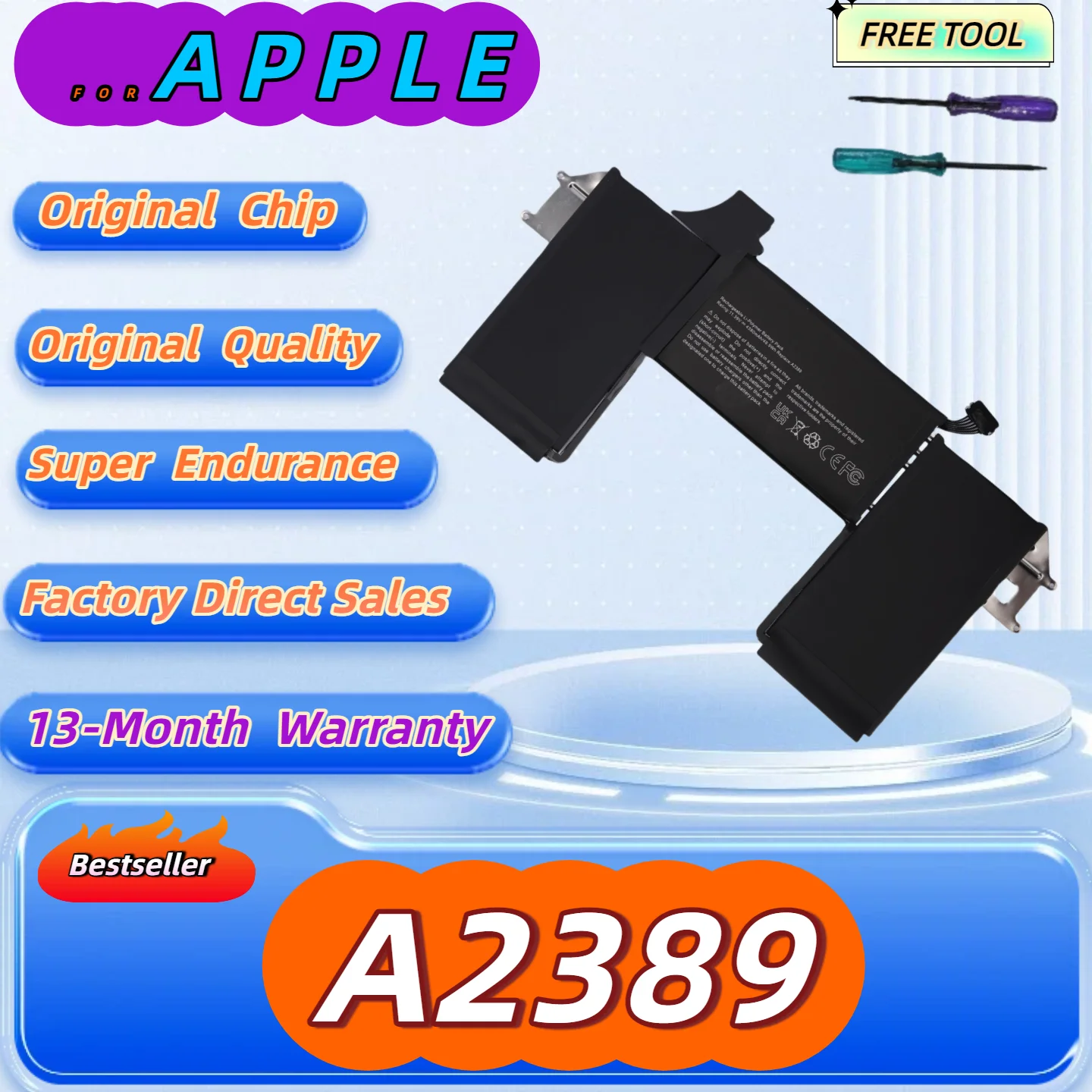 49.9Wh 11.39V A2389 For Apple Laptop Battery MacBook Air 13" A2337 2020 2021 EMC3302 A2337 EMC3598 MGN63LL MGN73LL MWTJ2 A2389
49.9Wh 11.39V A2389 For Apple Laptop Battery MacBook Air 13" A2337 2020 2021 EMC3302 A2337 EMC3598 MGN63LL MGN73LL MWTJ2 A2389