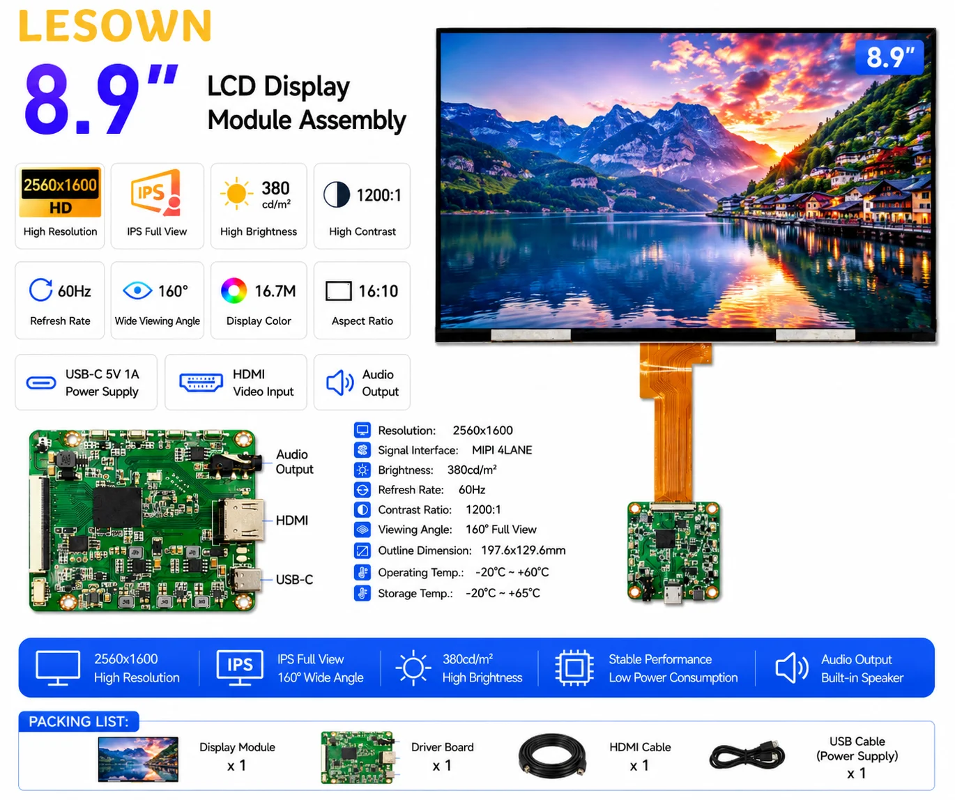 LESOWN 8.9 inch High-Res Monitor Unit Plug & Play 1200:1 Contrast LCD Display with HDMI for Gaming
LESOWN 8.9 inch High-Res Monitor Unit Plug & Play 1200:1 Contrast LCD Display with HDMI for Gaming