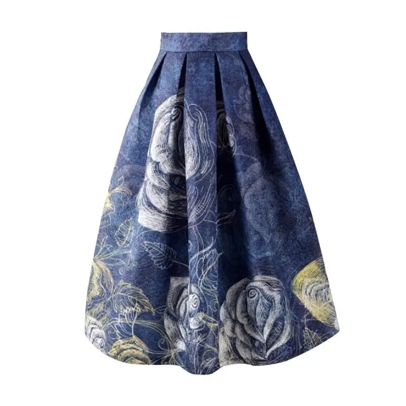 New autumn, retro A-shaped high-waisted printing spring autumn women's half-body puffy umbrella skirt half-body skirt 
New autumn, retro A-shaped high-waisted printing spring autumn women's half-body puffy umbrella skirt half-body skirt
