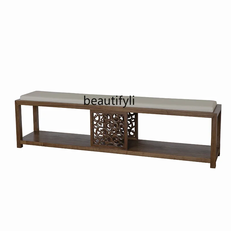 New Chinese Style Solid Wood Long Shoe Changing Stool Long Bench Black Walnut Bedroom Bed End Stool
New Chinese Style Solid Wood Long Shoe Changing Stool Long Bench Black Walnut Bedroom Bed End Stool