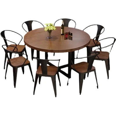 Nordic Dining Table Solid Wood Round Table Industrial Style Office Conference Table
Nordic Dining Table Solid Wood Round Table Industrial Style Office Conference Table