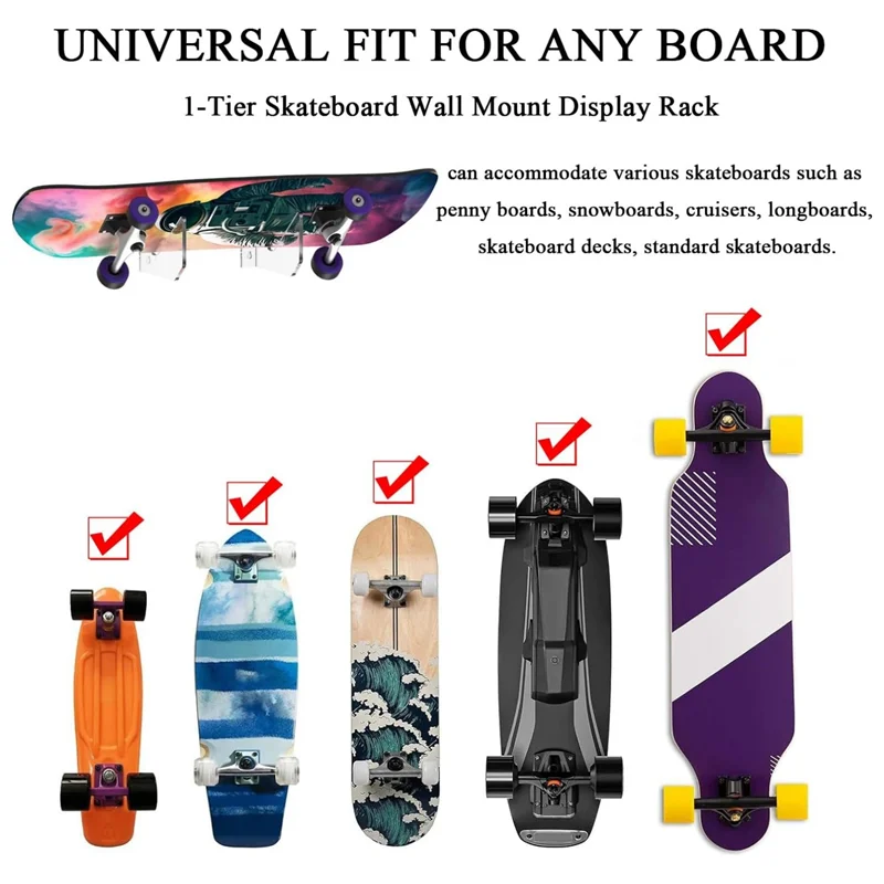 A29Z-1 Pairs Skateboard Wall Mount Acrylic Skate Board Wall Holder Display Rack Indoor Floating Skateboard Storage Holder
A29Z-1 Pairs Skateboard Wall Mount Acrylic Skate Board Wall Holder Display Rack Indoor Floating Skateboard Storage Holder