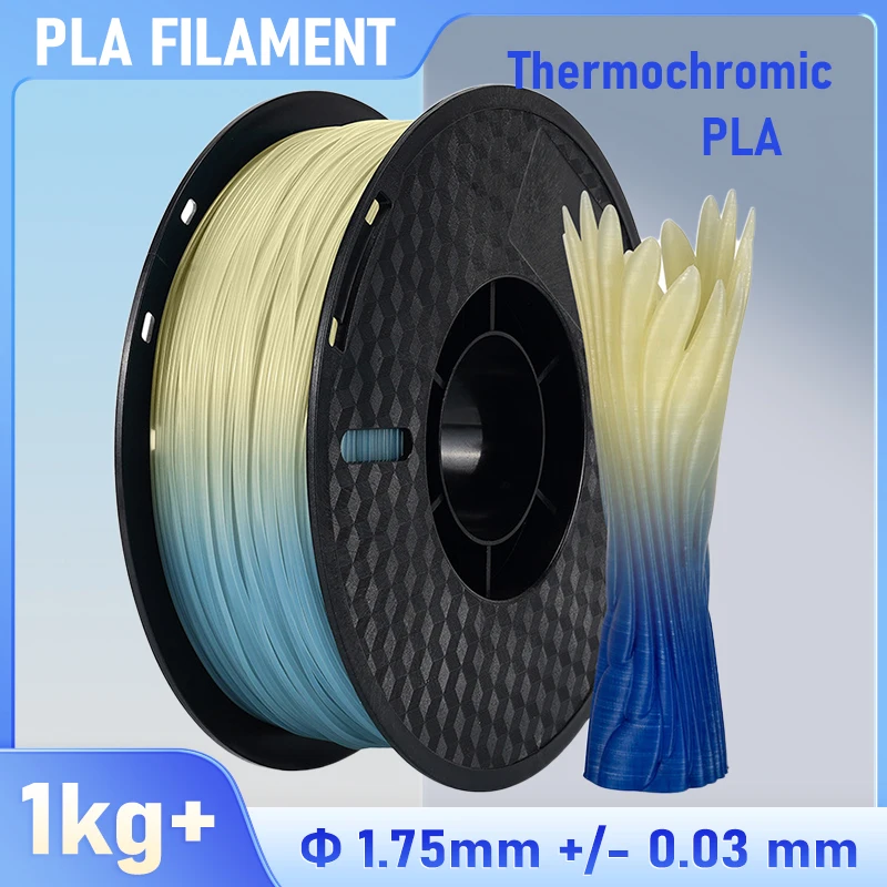 Thermochromic PLA Filament for 3D Printer 1.75mm,3D Printing Filament 1kg Spool, Dimensional Accuracy +/- 0.03 mm
Thermochromic PLA Filament for 3D Printer 1.75mm,3D Printing Filament 1kg Spool, Dimensional Accuracy +/- 0.03 mm