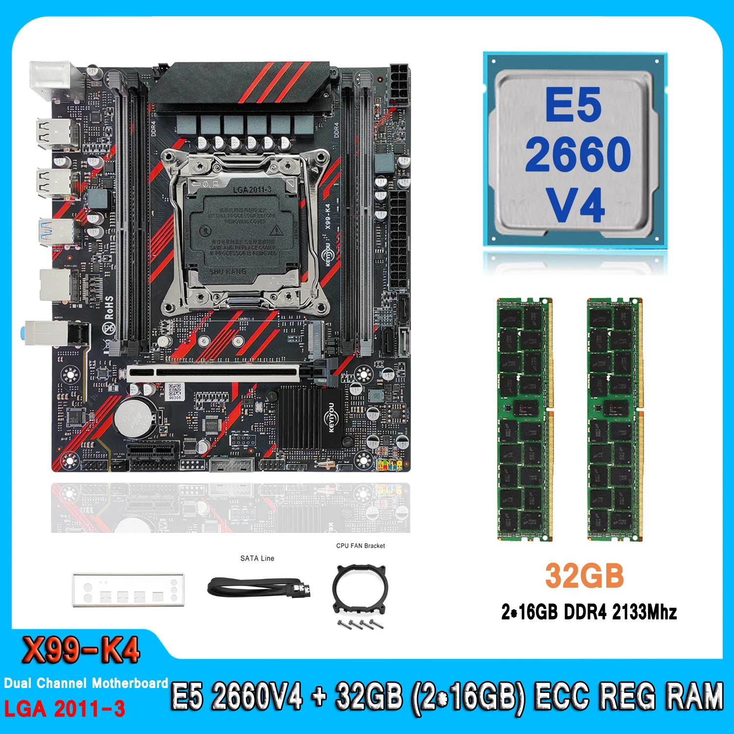 Комплект материнской платы X99 LGA2011-3 с процессором E5 2660 V4, 32 ГБ (2*16 ГБ), память DDR4, 2133 МГц, двухканальная материнская плата E5 2660V4
Комплект материнской платы X99 LGA2011-3 с процессором E5 2660 V4, 32 ГБ (2*16 ГБ), память DDR4, 2133 МГц, двухканальная материнская плата E5 2660V4