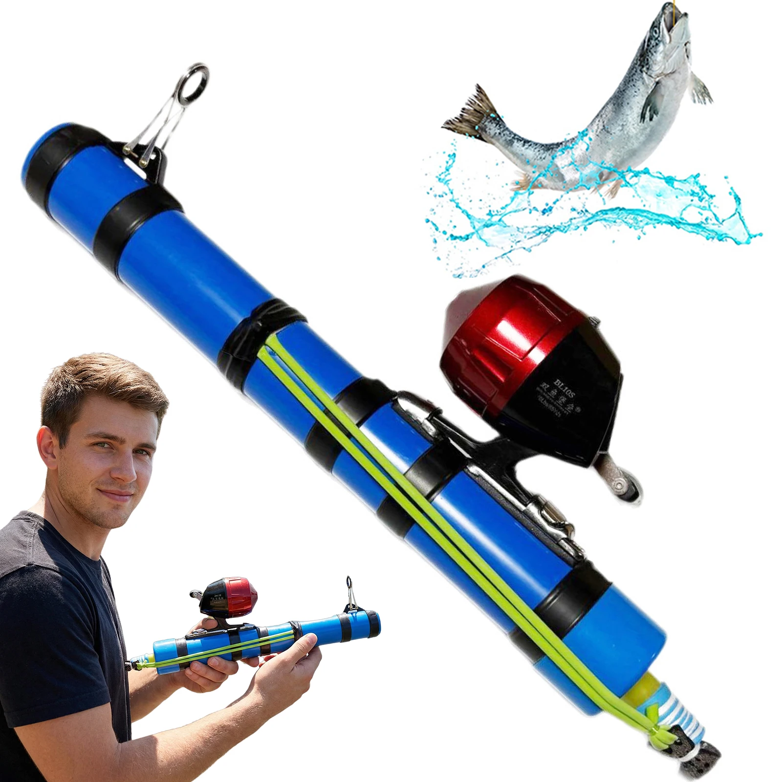 Lure Launcher Fishings Tool with Reel Compact Fishing Rod Holder Fish Bait Launching Equipment for Bass Trout Catfish Saltwater
Lure Launcher Fishings Tool with Reel Compact Fishing Rod Holder Fish Bait Launching Equipment for Bass Trout Catfish Saltwater