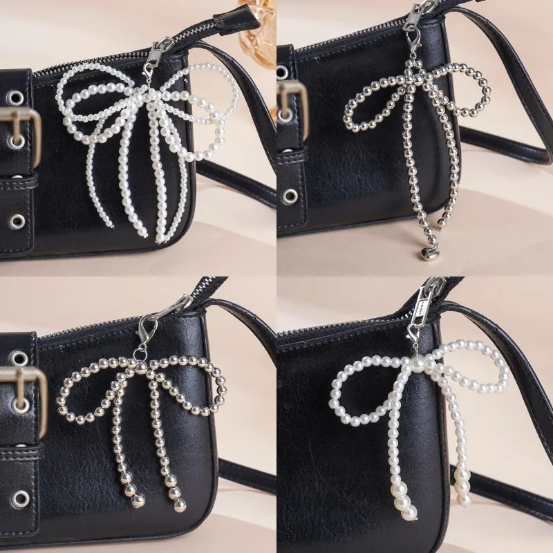 Simple and high-end decoration pearl bow bag pendant silver gray beaded pendant
Simple and high-end decoration pearl bow bag pendant silver gray beaded pendant