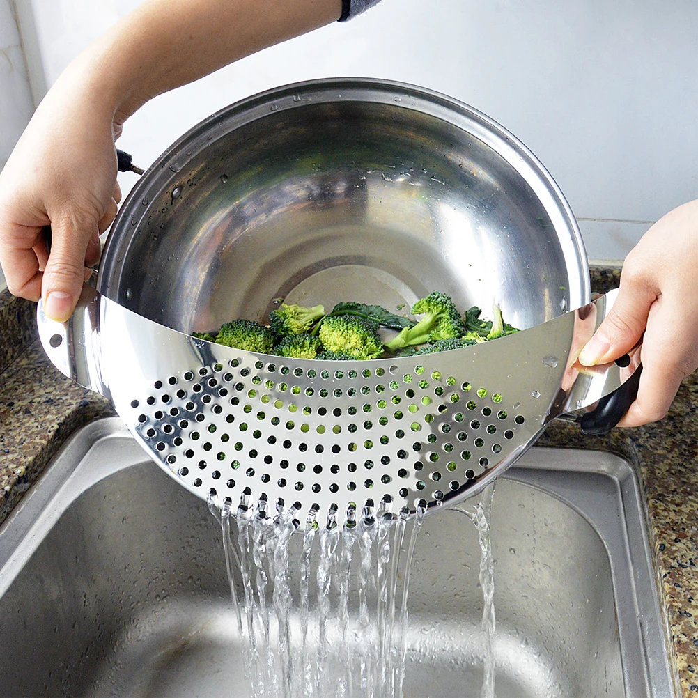 2 Pcs Filter Moon-shaped Drain Board Kitchen Strainer Pasta Multifunctional Pot with Handle Silver for
2 Pcs Filter Moon-shaped Drain Board Kitchen Strainer Pasta Multifunctional Pot with Handle Silver for