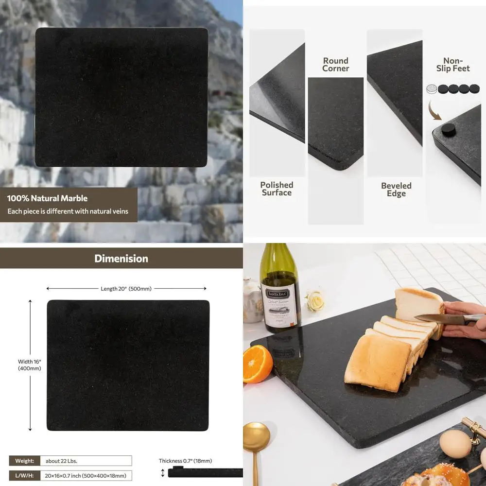 16x20 Inch Black Granite Cutting Board with Anti-Slip Base for Kitchen Use
16x20 Inch Black Granite Cutting Board with Anti-Slip Base for Kitchen Use